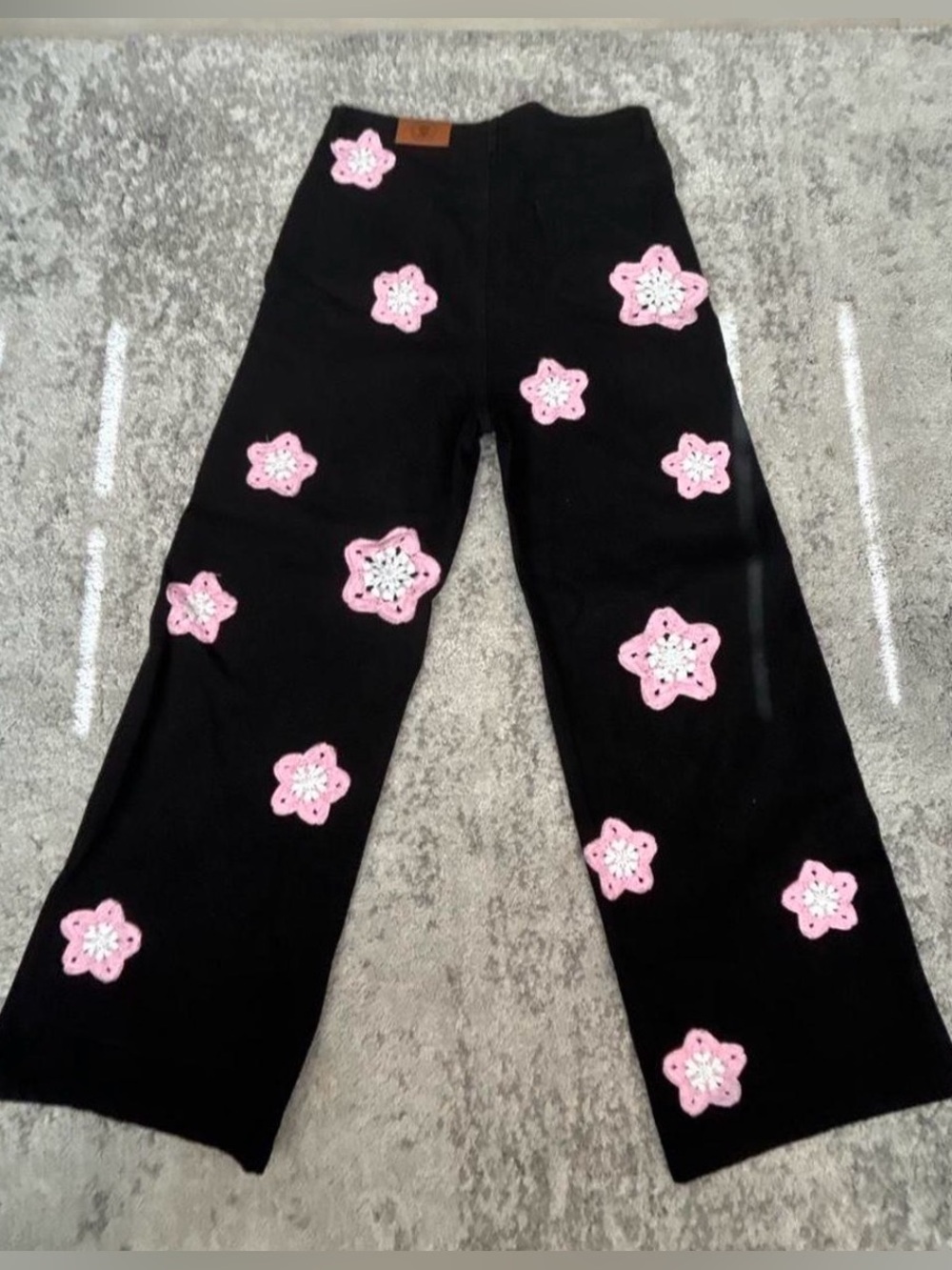 Rare ARKYVE Pink Star Crochet Black Denim